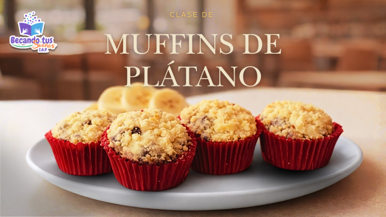 “Muffins de plátano con nuez y chocolate: coronados con crumble crujiente”